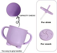Silicone Baby Purple Feeding Set,,Silicone Baby Purple Feeding Set, Baby Led Weaning Supplies with Suction Bowl Divided Plate, Toddler Self Feeding Dish Set with Spoons Forks Sippy Cup Adjustable Bib, Eating Utensils