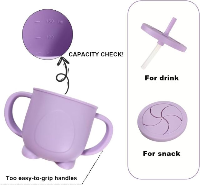 Silicone Baby Purple Feeding Set,,Silicone Baby Purple Feeding Set, Baby Led Weaning Supplies with Suction Bowl Divided Plate, Toddler Self Feeding Dish Set with Spoons Forks Sippy Cup Adjustable Bib, Eating Utensils