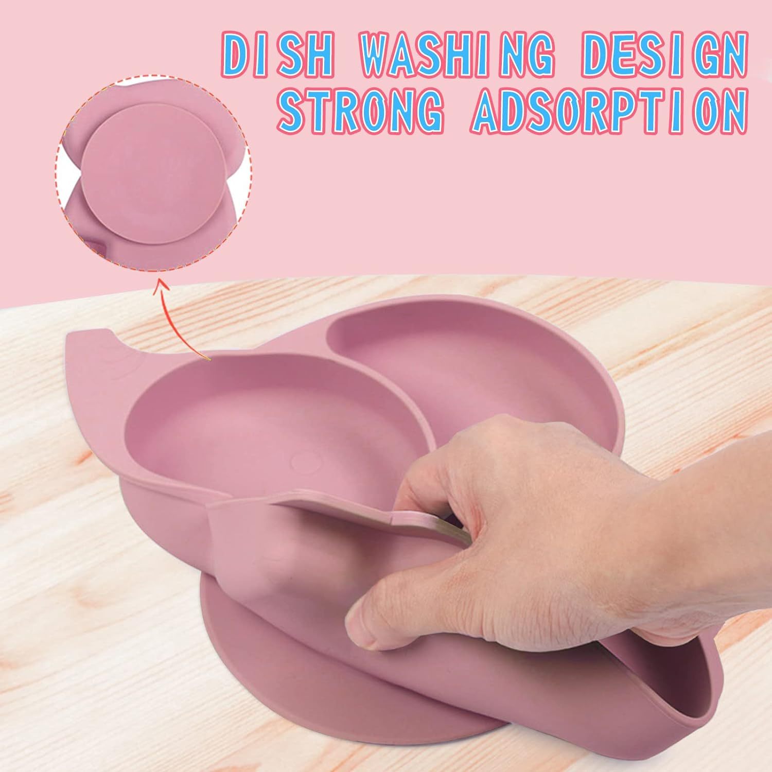 Silicone Baby Feeding Sets with Suction Plate and Bowel Feeding Spoons,Baby Led Weaning Supplies, Food Grade Silicone Baby Feeding Sets with Suction Plate and Bowel Feeding Spoons，Toddler Plates and Bowls Set with Adjustable Bibs Fork Spoon 6-13 Months