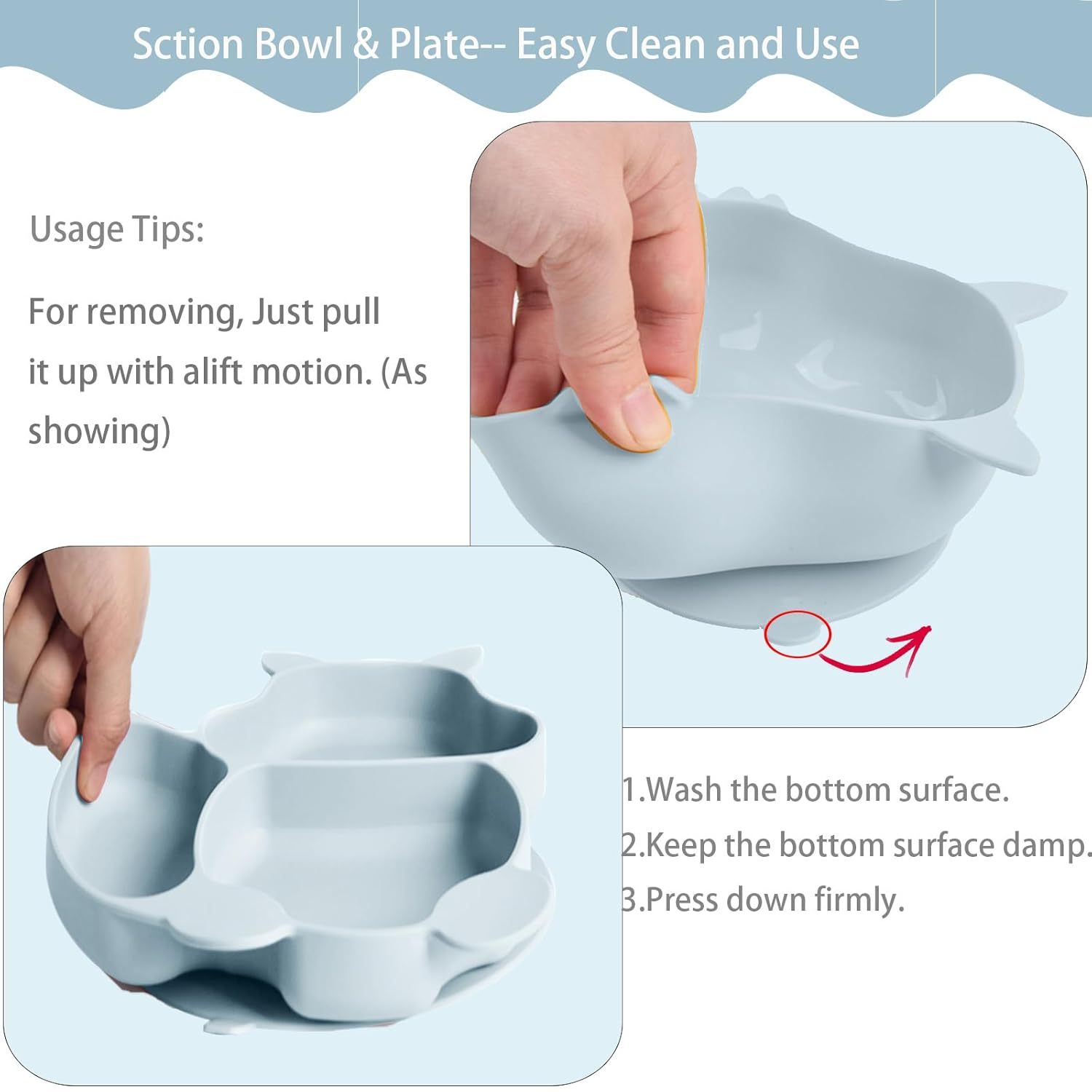 Silicone Led Weaning Supplies,Silicone Led Weaning Supplies, Baby Feeding Set, Suction Bowl & Divided Plate, Training Feeding Dish With Fork &Spoon,100% Food Grade Silicone Waterproof Bibs, Cute Shaped Cup