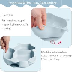 Silicone Led Weaning Supplies,Silicone Led Weaning Supplies, Baby Feeding Set, Suction Bowl & Divided Plate, Training Feeding Dish With Fork &Spoon,100% Food Grade Silicone Waterproof Bibs, Cute Shaped Cup