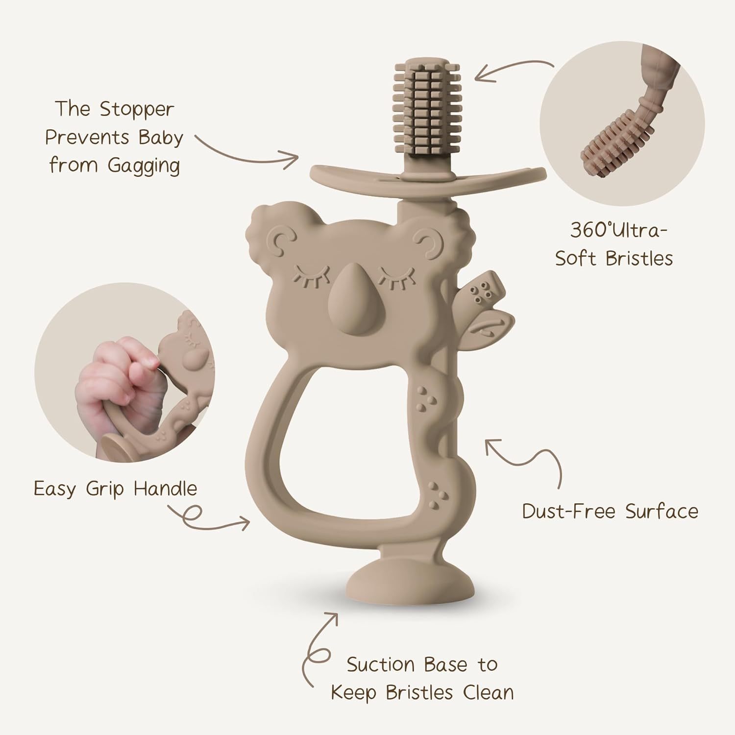 Kangde Teething Toy,Kangde Teething Toy, Safe & Easy to Hold BPA Free Silicone Teethers, 360° Baby Toothbrush with Suction Base, Teether Toys Best for Babies 6-12 Months