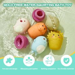 Mold Free Bath Toys for Babies 6-12 Months,Mold Free Bath Toys for Babies 6-12 Months, 6Pcs Silicone Ocean Animals Bathtub Float Bath Toys, Easy to Clean Water Table Toys Toddler