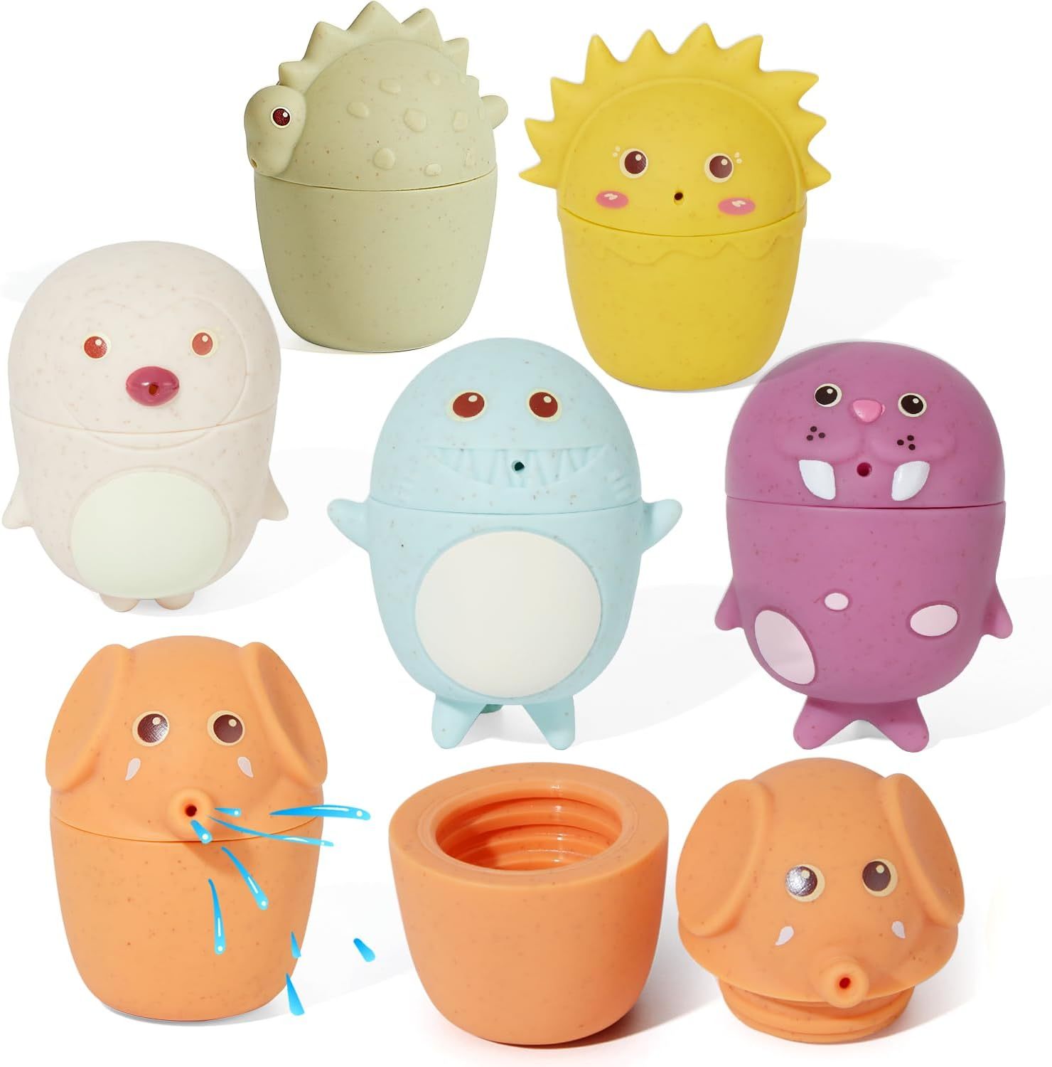 Mold Free Bath Toys for Babies 6-12 Months,Mold Free Bath Toys for Babies 6-12 Months, 6Pcs Silicone Ocean Animals Bathtub Float Bath Toys, Easy to Clean Water Table Toys Toddler