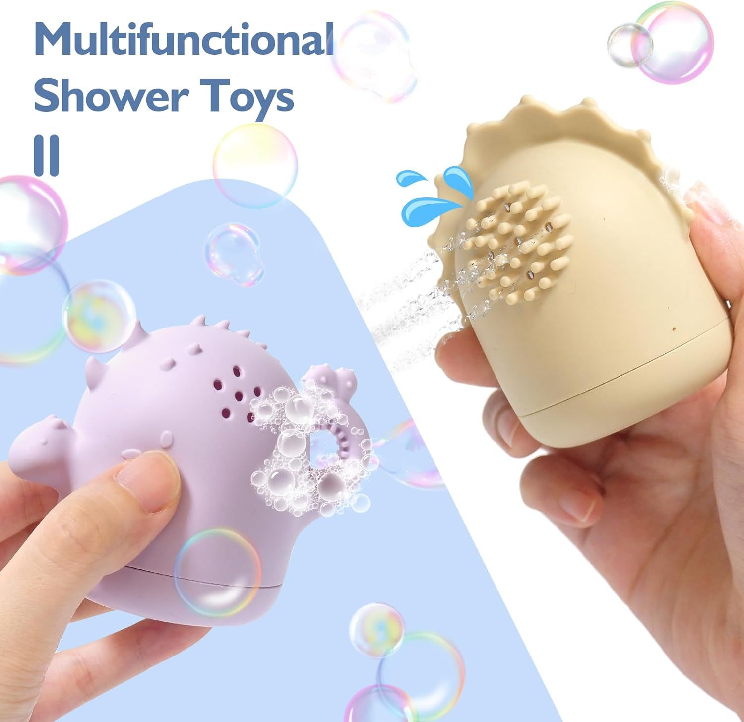 4 Pack Silicone Squirting Bath Toy for Baby,Mold Free Bath Toys for Babies 6-12 Months, 4 Pack Silicone Squirting Bath Toy for Baby, Water Pool Toys for Toddlers 1-3, Non Toxic Infant Bathtub Toy, Dishwasher Safe