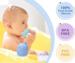 4 Pack Silicone Squirting Bath Toy for Baby,Mold Free Bath Toys for Babies 6-12 Months, 4 Pack Silicone Squirting Bath Toy for Baby, Water Pool Toys for Toddlers 1-3, Non Toxic Infant Bathtub Toy, Dishwasher Safe