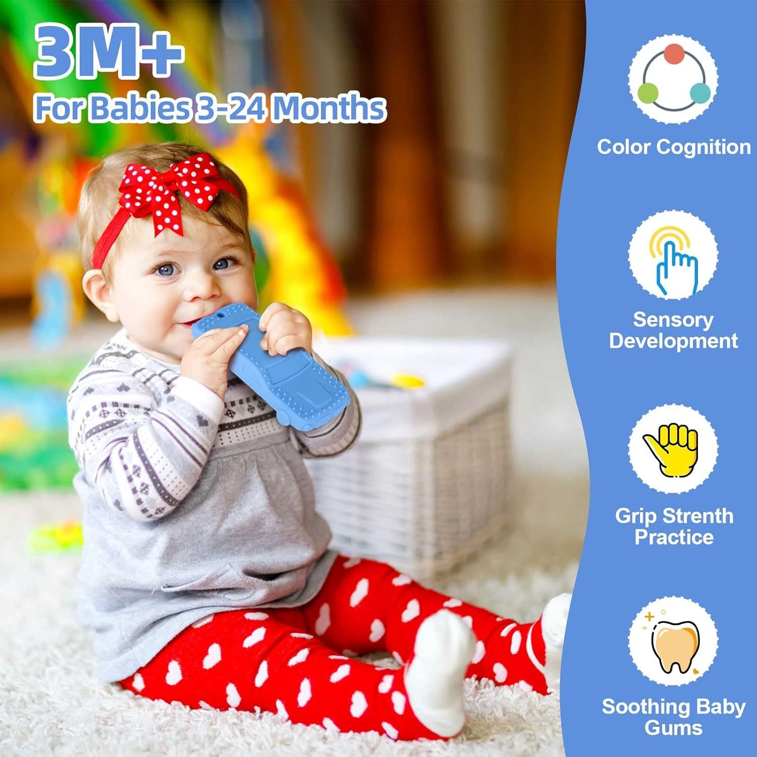4-Pack Silicone Teething Toys for Infant Toddlers,Teething Tools Teether for Baby - 4 Premium Food-Grade Silicone Baby Boy Teething Toys