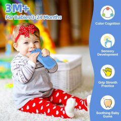 4-Pack Silicone Teething Toys for Infant Toddlers,Teething Tools Teether for Baby - 4 Premium Food-Grade Silicone Baby Boy Teething Toys