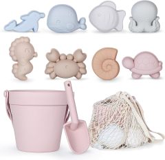 11Pcs Silicone Beach Toys,Silicone Sand Toys for Baby with Portable Beach Bag - Kids Beach Set with Beach Toy Molds Shovel Bucket Set - Sand Toys Toddler Sandbox Toys for Kids Outdoor Summer Playset