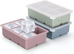 Silicone Ice Cube Trays,Silicone Ice Cube Trays - Large Size Silicone Ice Cube Molds with Leak Proof Removable Lid Square Ice Cube Tray And BPA Free for Cocktail,Whiskey, Stackable Flexible Ice