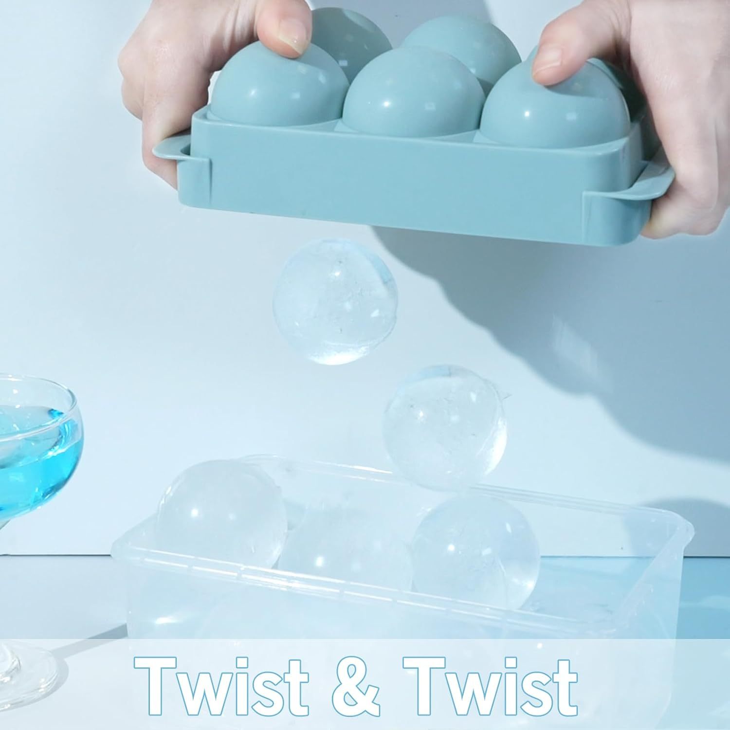 Large Ice Cube Tray,Large Ice Cube Tray, 1.9IN Whiskey Ice Mold, Sphere Ice Cube Mold , Leak-free Round Ice Cube Mold, Easy Fill & Release Ice Ball Maker for Whiskey Cocktails Bourbon