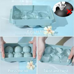 Large Ice Cube Tray,Large Ice Cube Tray, 1.9IN Whiskey Ice Mold, Sphere Ice Cube Mold , Leak-free Round Ice Cube Mold, Easy Fill & Release Ice Ball Maker for Whiskey Cocktails Bourbon