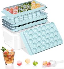 Round Ice Cube Tray,Ice Trays for Freezer, Silicone Ice Cube Tray with Lid and Bin, Round Ice Cube Trays for Freezer, Circle Ice Cube Tray for Chilling Drink