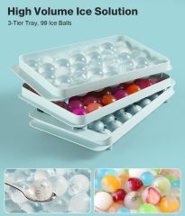 Round Ice Cube Tray,Ice Trays for Freezer, Silicone Ice Cube Tray with Lid and Bin, Round Ice Cube Trays for Freezer, Circle Ice Cube Tray for Chilling Drink