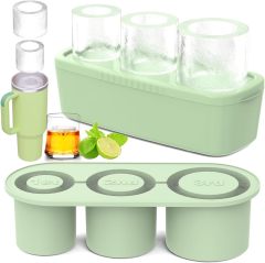 Ice Cube Tray for Tumbler Cup 30Oz-40Oz,Ice Cube Tray for Tumbler Cup 20Oz-40Oz, 3 Pcs Silicone Cylinder Ice Mold with Lid and Bin for Freezer, Easy Fill and Release Ice Maker for Whiskey, Cocktail BPA-Free