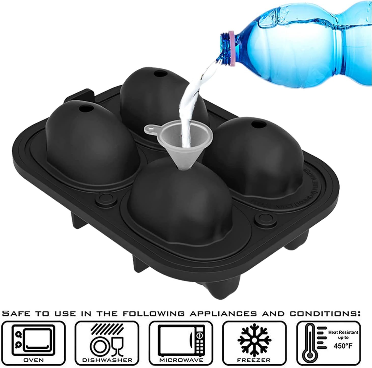 Ice Cube Tray 3D Skull Ice Mold,Ice Cube Tray 3D Skull Ice Mold-Easy Release Silicone mold 8 Cute and Funny Ice Skull for Whiskey Cocktails and Juice Beverages Black Ice Mold