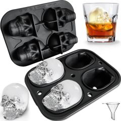 Ice Cube Tray 3D Skull Ice Mold,Ice Cube Tray 3D Skull Ice Mold-Easy Release Silicone mold 8 Cute and Funny Ice Skull for Whiskey Cocktails and Juice Beverages Black Ice Mold