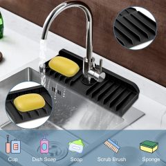 Kitchen Sink Splash Guard,Kitchen Sink Splash Guard, Silicone Sink Faucet Mat, Sink Draining Pad Behind Faucet, 14.5” x 5.4” Kitchen Sink Accessories, Faucet Absorbent Mat, Bathroom Faucet Water Catcher Mat
