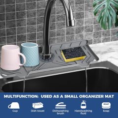 Kitchen Sink Splash Guard,Kitchen Sink Splash Guard, 10° Large Slope & Adaptable Hole Faucet Mat for Kitchen Sink, Silicone Sink Organizer Sponge Holder for Kitchen,silicone faucet mat
