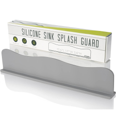 Silicone Sink Splash Guard,Silicone Sink Splash Guard - Water Splash Guard for Kitchen, Island and Bathroom - Secure Non-Slip Suction Cup Base - Dishwasher Safe, Gray