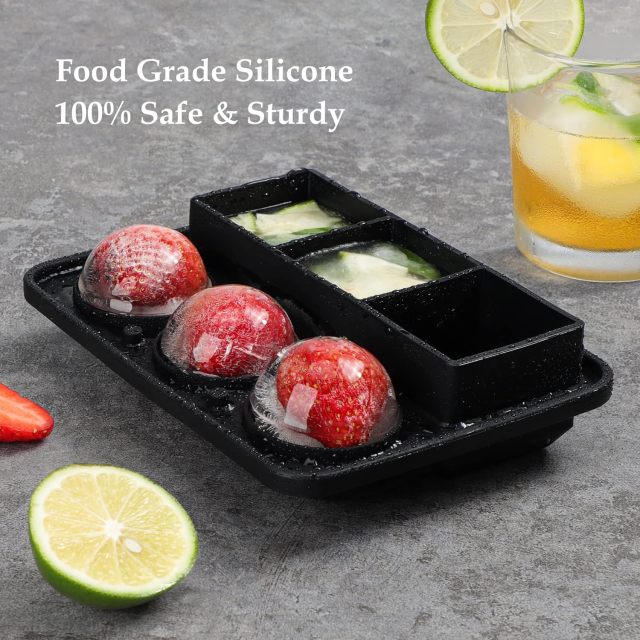 Silicone Ice Cube Tray and Square Ice Mold,Kangde Silicone Ice Cube Tray and Square Ice Mold Combo for Whiskey, Cocktails and Homemade Drinks - With Lid and Funnel for Easy Release