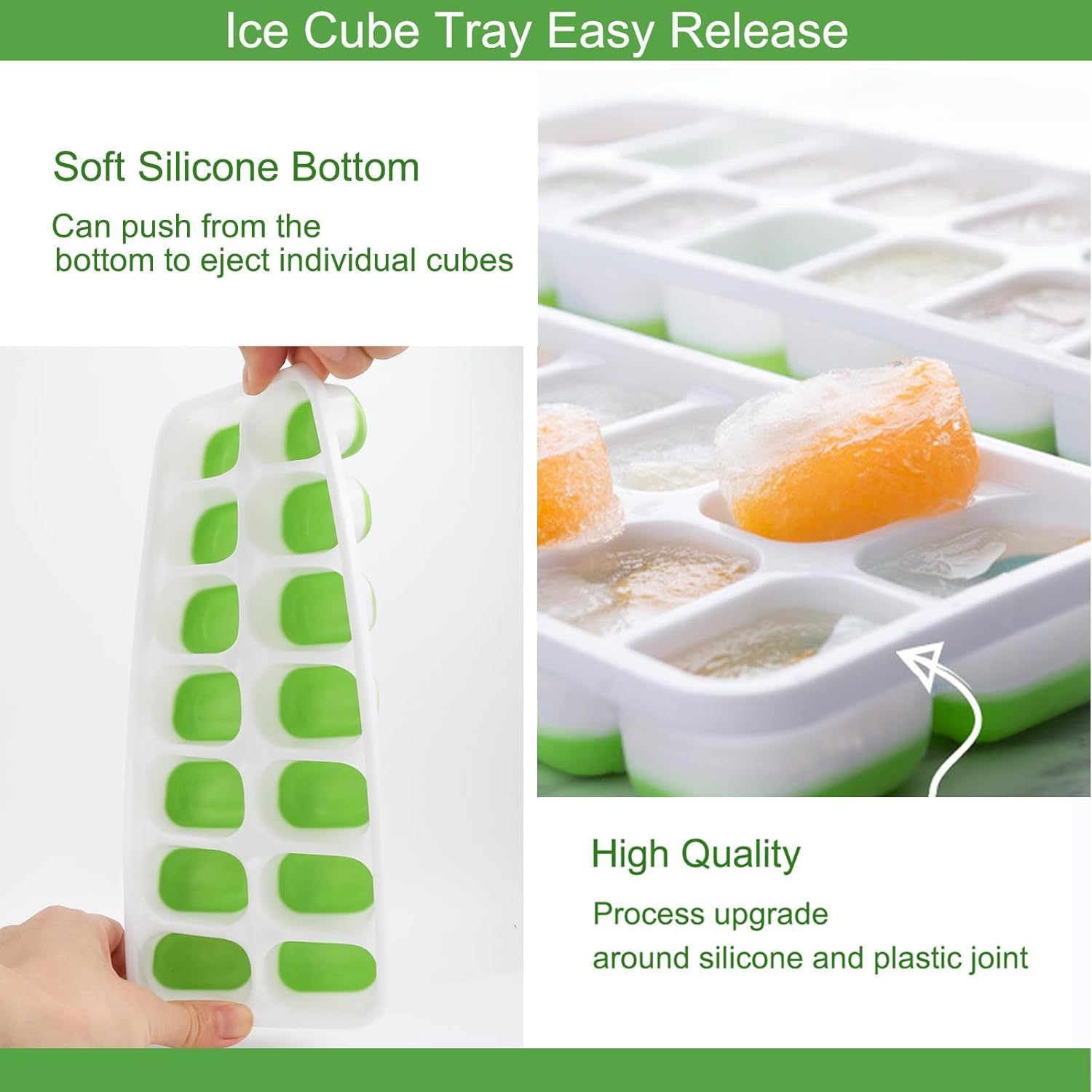 Ice Cube Tray with Lid and Bin,Ice Cube Tray with Lid and Bin, Silicone Ice Cube Trays for Freezer, Ice Trays for Freezer with Bin,Ice Tong,Ice Scoop, BPA Free Stackable Ice Tray for Cocktail,Beer