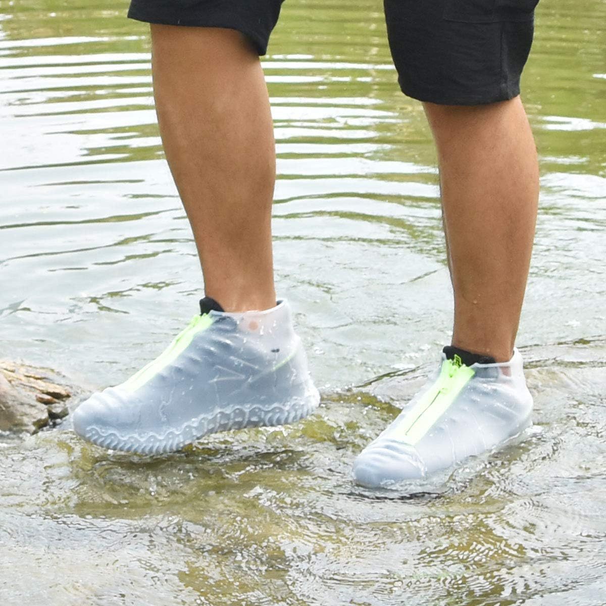 Silicone Waterproof Shoe Covers,Silicone Waterproof Shoe Covers, Upgrade Reusable Overshoes with Zipper, Resistant Rain Boots Non-Slip Washable Protection