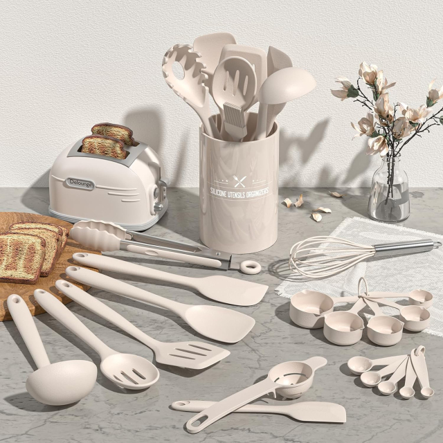 Silicone Kitchen Cooking Utensils Set,Silicone Cooking Utensil Set, Non-stick Kitchen 22 Pcs Cookware, Silicone Kitchen Tools，best kitchen