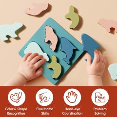 Soft Silicone Toddler Puzzles Ages 1-2,Baby Animal Puzzles 12-18 Monthes+, Soft Silicone Toddler Puzzles Ages 1-2, Montessori Toys Cultivate Babies' Ability to Learn Grip and Hand-Eye Coordination, Food-Grade Silicone BPA Free