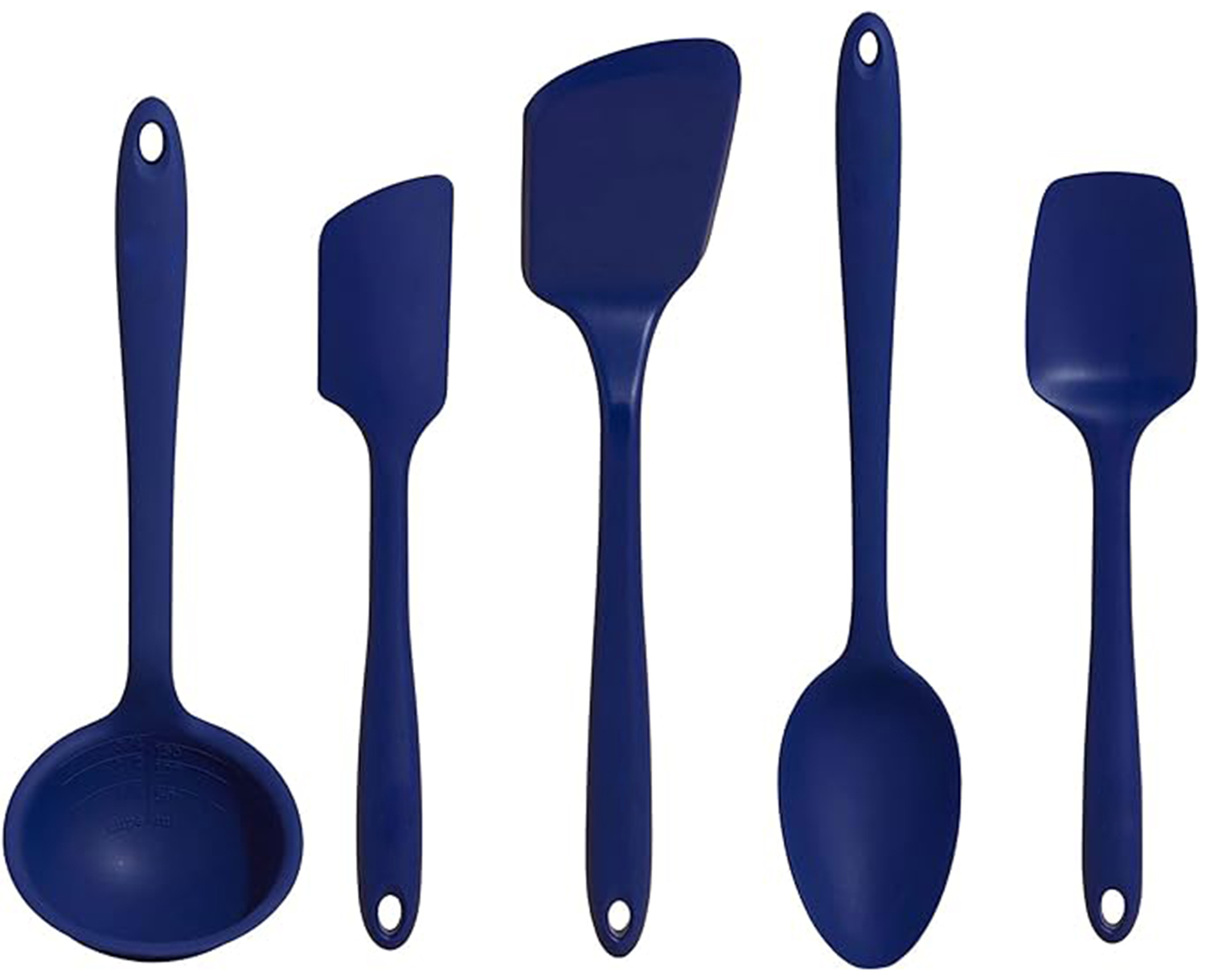 5 Piece Silicone Utensil Set,5 Piece Silicone Utensil Set - Ladle, Spatula, Flip, Spoon & Spoonula,Non-stick, Heat Resistant - Dishwasher Safe - Kitchen Utensils - Baking Supplies - BPA & BPS Free