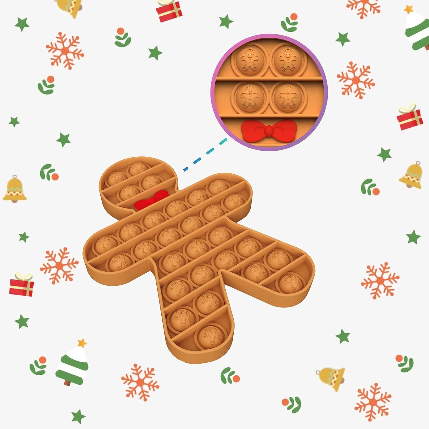Christmas Decorations Pop Fidgets Toys,Christmas Decorations Pop Fidgets Toys - Push It Bubbles Sensory Toy Christmas Party Decor Santa Claus Gingerbread Man Tree Decoration for Kids Adults Stress Autism Relief Parties Games Poppers