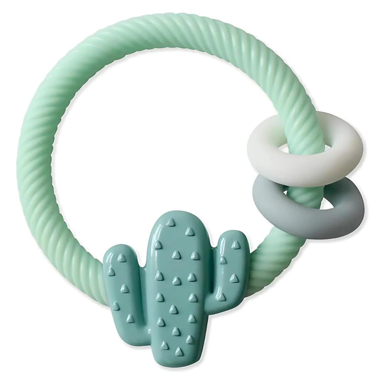 Silicone Teether with Rattle,Silicone Teether with Rattle; Rattle Teether Features Rattle Sound, Two Silicone Teething Rings，newborn teether toys, teether toys, teether toys for infants,