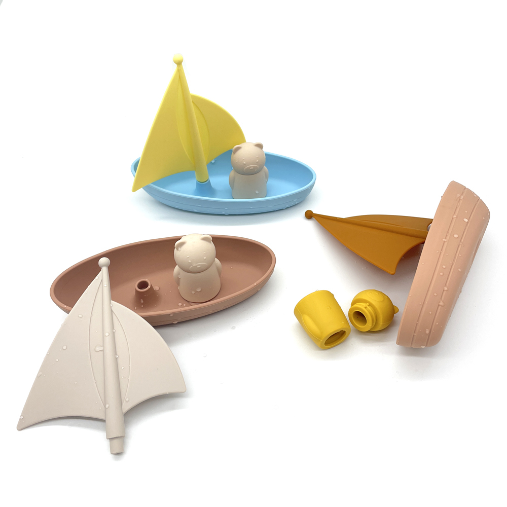 Silicone Boat-Mold Free Baby Bathtub Toys,Baby and Toddler Bath Toys Silicone Boat-Mold Free Baby Bathtub Toys, Silicone Bath Toys, BPA-Free Baby Toy for Beach, Pool, Noah's Ark Silicone