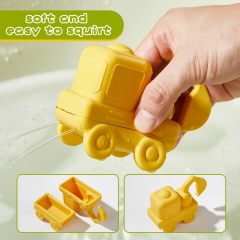 4 Pack Food-Grade Silicone Cars Bath Toys,Bath Toys, 4 Pack Food-Grade Silicone Cars Bath Toys, Mold Free Bath Toys for Toddlers 1-3/Babies 6-12 Months, Safe and Non Toxic Bathtub Toy, Dishwasher Safe, BPA Free