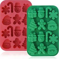 Christmas Silicone Chocolate Molds,Christmas Silicone Chocolate Molds, Candy Baking Moulds, 3D Snowflake Cane Snowman Xmas Tree Gingerbread Man Santa Claus