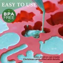 Christmas Silicone Chocolate Molds,Christmas Silicone Chocolate Molds, Candy Baking Moulds, 3D Snowflake Cane Snowman Xmas Tree Gingerbread Man Santa Claus