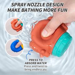 Baby Bath Toys, Squeezable Water Spray Bath Toys,Baby Bath Toys, Squeezable Water Spray Bath Toys, Safe and Mold-Free Toddler Bath Toys, Soft Silicone Bathtub Toys for Babies