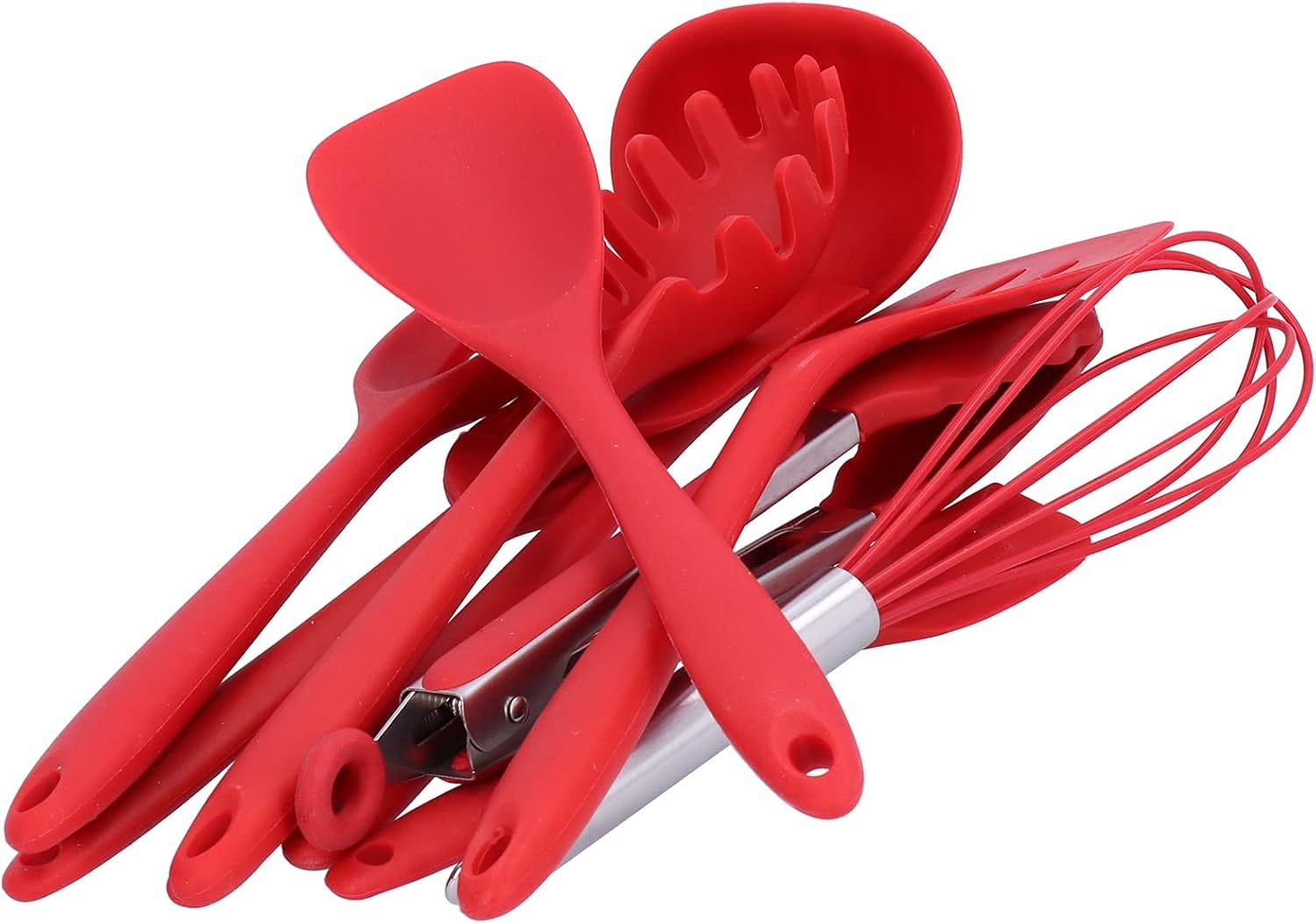 Silicone Kitchen Cooking Utensil Set,Silicone Kitchen Cooking Utensil Set, 10 Pcs Non-Stick Silicone Cooking Utensils Spatula Set, for Non-Stick Cookware Dishwasher Safe