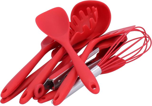 Silicone Kitchen Cooking Utensil Set,Silicone Kitchen Cooking Utensil Set, 10 Pcs Non-Stick Silicone Cooking Utensils Spatula Set, for Non-Stick Cookware Dishwasher Safe