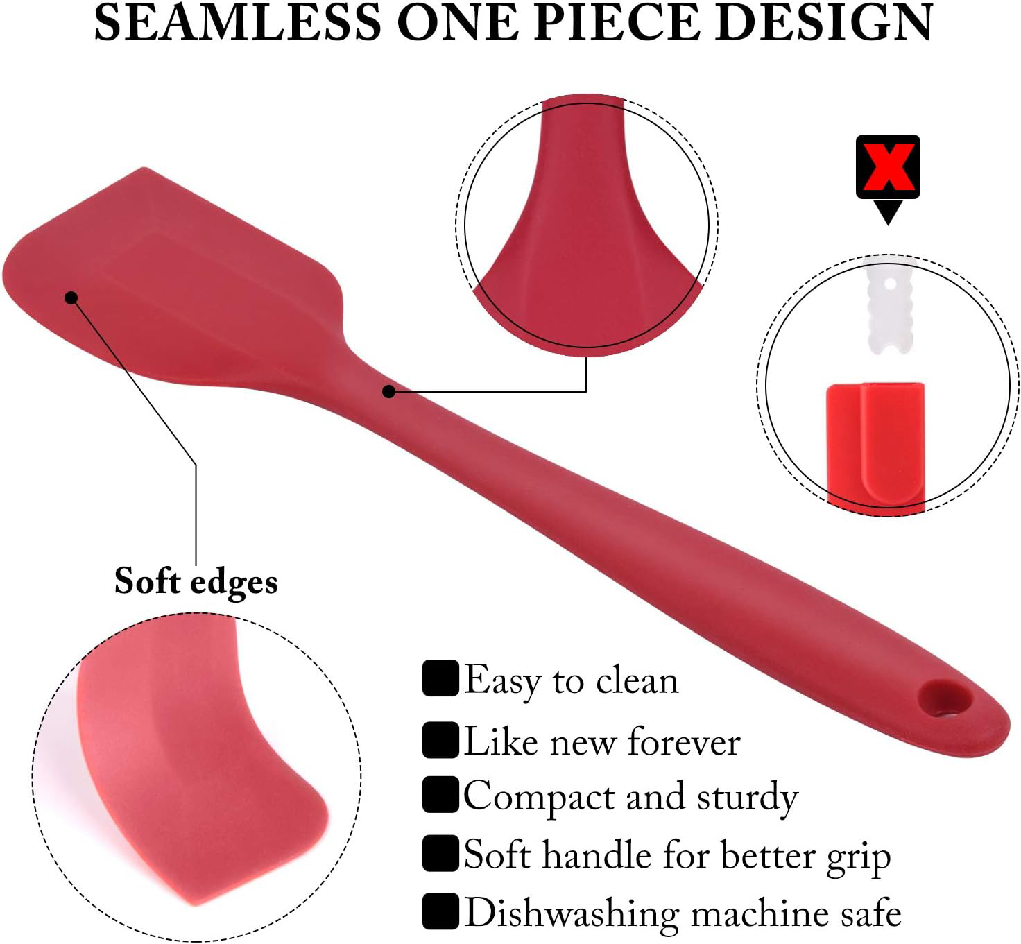 Silicone Rubber Spatula for Kitchen Cooking,Food Grade Silicone Rubber Spatula Set for Baking, Cooking, and Mixing High Heat Resistant Non Stick Dishwasher Safe BPA-Free