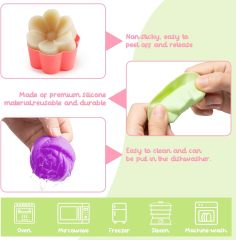 Silicone Molds Cupcake Multi Flower Molds,Silicone Molds Cupcake Multi Flower Shapes Baking Cups Molds Non-Stick Donut Wrapper Molds Muffin Molds Washable