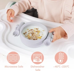 NEW Baby Silicone Feeding Set,NEW Baby Feeding Set, Silicone Suction Bowl & Fork Spoon
