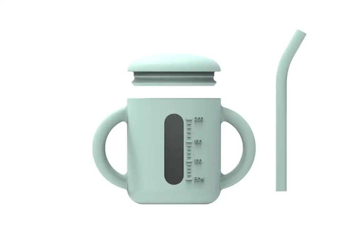 Silicone Baby Sippy Cup With Straw,Customized BPA Free Food Grade Non Spill Toddler Drinking Set Baby Training Soft Silicone Baby Sippy Cup With Straw