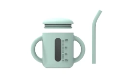 Silicone Baby Sippy Cup With Straw,Customized BPA Free Food Grade Non Spill Toddler Drinking Set Baby Training Soft Silicone Baby Sippy Cup With Straw