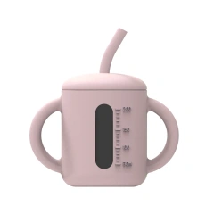 Silicone Baby Sippy Cup With Straw,Customized BPA Free Food Grade Non Spill Toddler Drinking Set Baby Training Soft Silicone Baby Sippy Cup With Straw