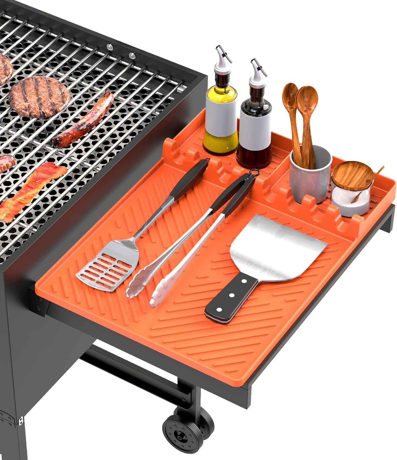 Silicone Grill Mat Compatible with Blackstone,Silicone Grill Mat Compatible with Blackstone, Silicone Griddle Tools Mat with Drip Pad, Spatula Mat for Outdoor Grill Kitchen Counter