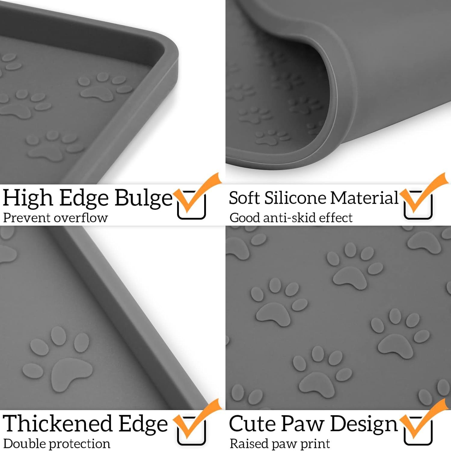 Pet Placemat for Dog and Cat,Pet Placemat for Dog and Cat, Silicone Mat for Prevent Food and Water Overflow, Suitable for Small, Medium and Big Pet