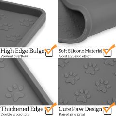 Pet Placemat for Dog and Cat,Pet Placemat for Dog and Cat, Silicone Mat for Prevent Food and Water Overflow, Suitable for Small, Medium and Big Pet