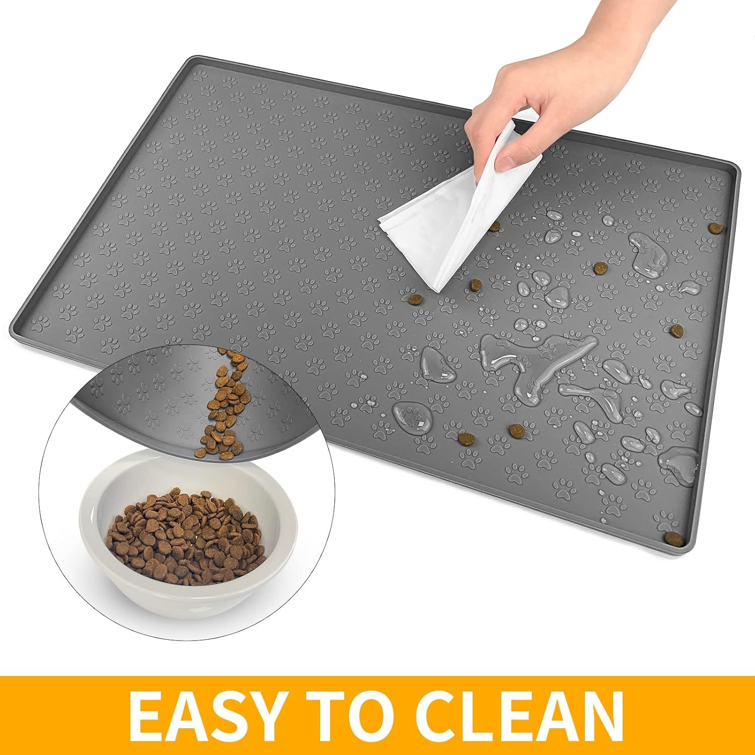 Pet Placemat for Dog and Cat,Pet Placemat for Dog and Cat, Silicone Mat for Prevent Food and Water Overflow, Suitable for Small, Medium and Big Pet