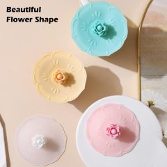 Rose Silicone Cup Covers,Rose Silicone Cup Covers ， Multicolored Silicone Lids for Mugs, Cups, Tea Pots,Flexible Mug Covers，Hot Cup Lids for Coffee & Tea